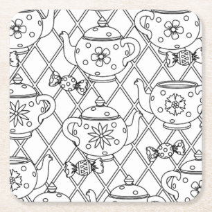 Tea Pot Doodle Kartonnen Onderzetters