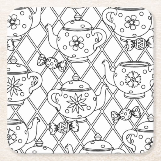Tea Pot Doodle Kartonnen Onderzetters (Voorkant)
