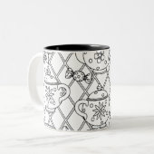 Tea Pot Doodle Tweekleurige Koffiemok (Voorkant links)