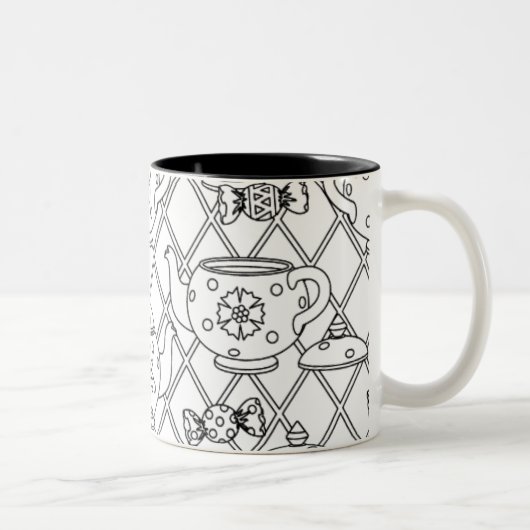 Tea Pot Doodle Tweekleurige Koffiemok (Rechts)