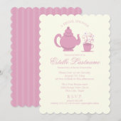 Tea Pot en Daisies Roze Vrijgezellenfeest Kaart (Voorkant / Achterkant)