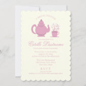 Tea Pot en Daisies Roze Vrijgezellenfeest Kaart (Voorkant)