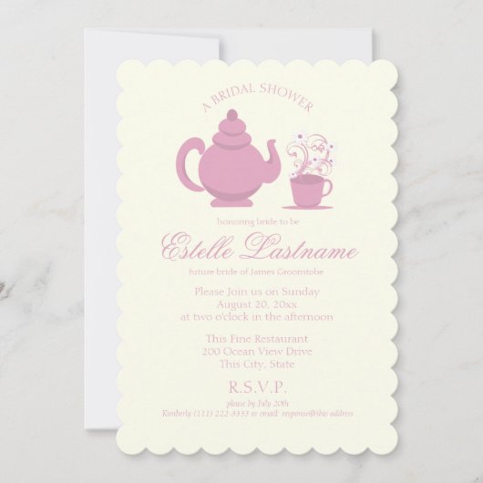 Tea Pot en Daisies Roze Vrijgezellenfeest Kaart (Voorkant)