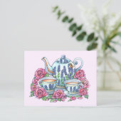 Tea Pot en Rozen Briefkaart (Staand voorkant)