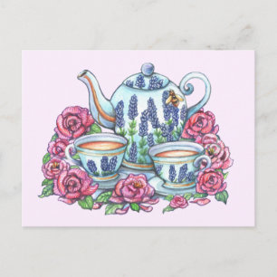 Tea Pot en Rozen Briefkaart