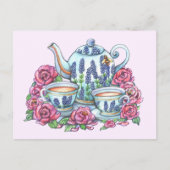 Tea Pot en Rozen Briefkaart (Voorkant)