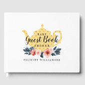 Tea Pot & Floral Tea Party Geel Baby shower Gastenboek (Voorkant)