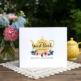 Tea Pot & Floral Tea Party Geel Baby shower Gastenboek