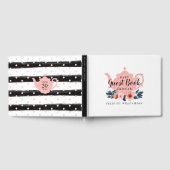 Tea Pot & Floral Tea Party Roze Baby shower Gastenboek (Volledig)