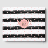 Tea Pot & Floral Tea Party Roze Baby shower Gastenboek (Achterkant)