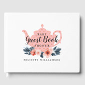 Tea Pot & Floral Tea Party Roze Baby shower Gastenboek (Voorkant)