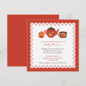 Tea Pot Party Vrijgezellenfeest Platte Uitnodiging (Voorkant / Achterkant)