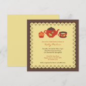 Tea Pot Party Vrijgezellenfeest Platte Uitnodiging (Voorkant / Achterkant)