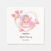 Tea Pot Vrijgezellenfeest Roze Rose Gold Floral Servet (Voorkant)