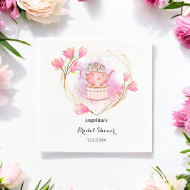 Tea Pot Vrijgezellenfeest Roze Rose Gold Floral Servet