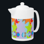 Tea Pots: sterren in de maak Theepot<br><div class="desc">Grafische kaart: sterren van kleuren</div>