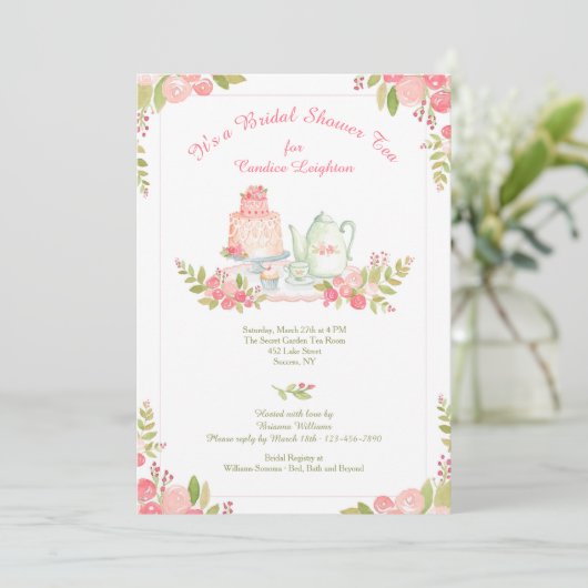 Tea Receptie Douche Uitnodiging (Staand voorkant)