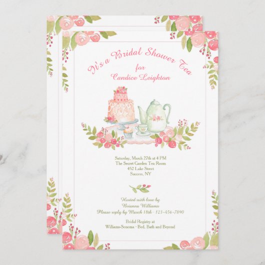 Tea Receptie Douche Uitnodiging (Voorkant / Achterkant)