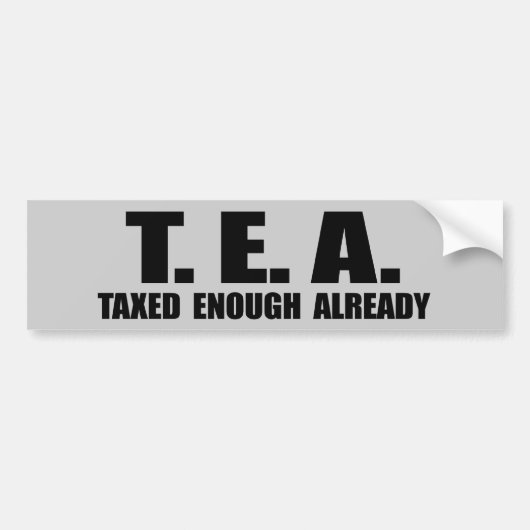 TEA - REEDS GENOEG BELASTING BUMPERSTICKER (Voorkant)