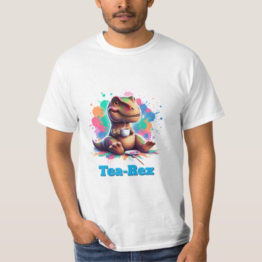 Tea‑Rex – Cartoon Dino mit Tee | Fun Shirt (Voorkant)