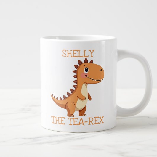 Tea-Rex Dinosaur Personalized Name Giant Tea Mug Grote Koffiekop (Rechts)