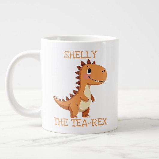 Tea-Rex Dinosaur Personalized Name Giant Tea Mug Grote Koffiekop (Links)