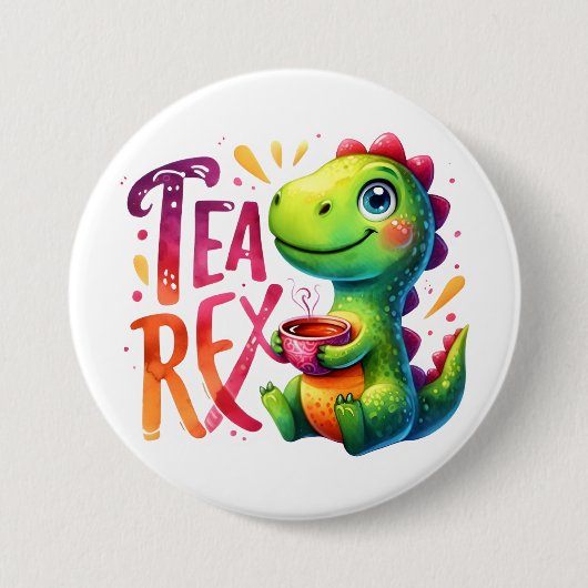 Tea Rex Dinosaur Ronde Button 7,6 Cm (Voorkant)