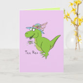 Tea Rex Dinosaur T Rex Funny Wenskaart Kaart (Gele Bloem)