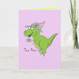Tea Rex Dinosaur T Rex Funny Wenskaart Kaart
