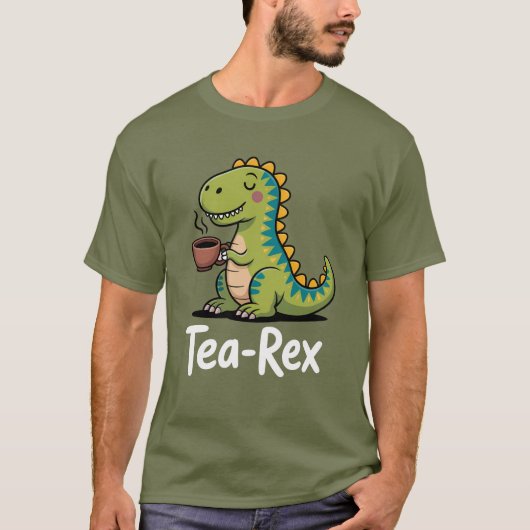 Tea-Rex Dinosaurus Drink Tea Humor T-shirt (Voorkant)