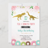 Tea rex donut party kaart (Voorkant)