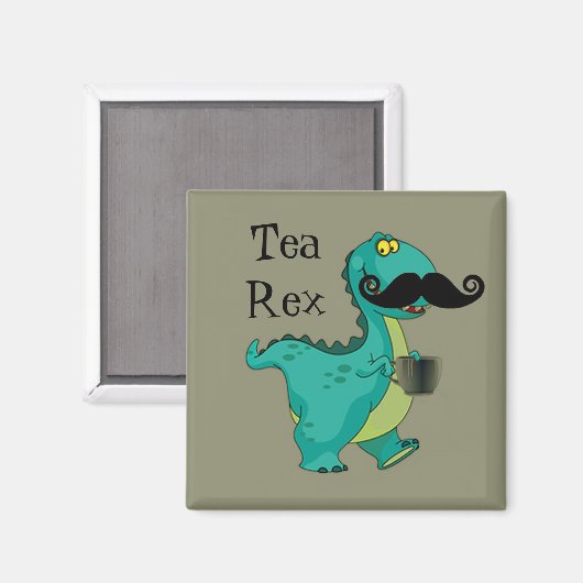 Tea Rex Funny Dinosaur Cartoon Innuendo Magneet (Voorkant / Achterkant)