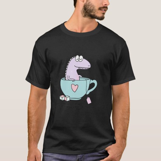 Tea-rex Funny Dinosaur T Shirt (Voorkant)