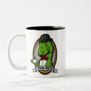 Tea Rex Funny T-Rex Dinosaur Joke Tweekleurige Koffiemok