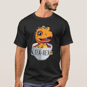 Tea Rex in een kopje Schattigee Cartoon T Rex Dino T-shirt