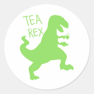 Tea rex - Kies achtergrondkleur Ronde Sticker