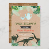 Tea rex party boy-uitnodiging kaart (Voorkant / Achterkant)