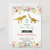 Tea rex party girl uitnodiging (Voorkant)