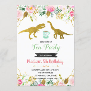 Tea rex party girl uitnodiging