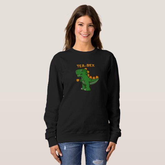 Tea Rex Rex Tyrannosaurus Rex Dinosaur Tea Drinker Trui (Voorkant volledig)