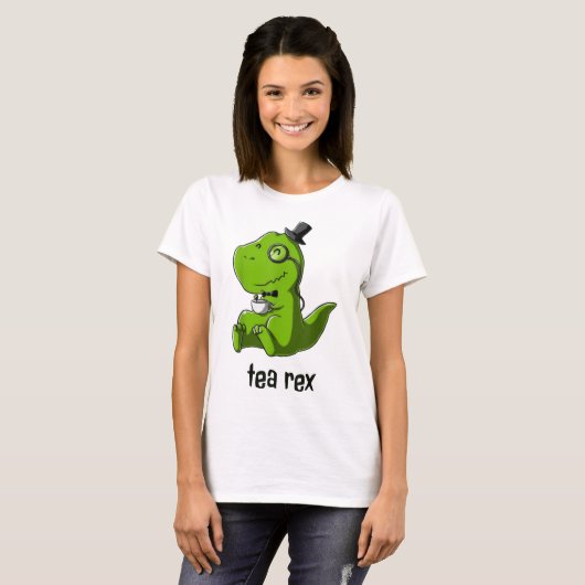Tea Rex T-Rex Dinosaur Dino Coffee Hot Drink Cool T-shirt (Voorkant volledig)