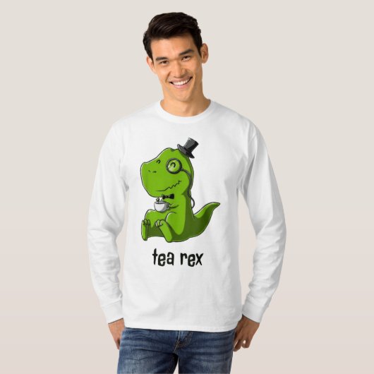 Tea Rex T-Rex Dinosaur Dino Coffee Hot Drink Cool T-shirt (Voorkant volledig)