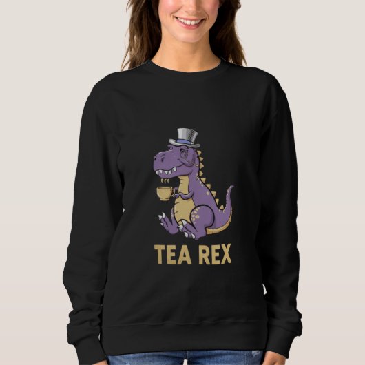 Tea Rex T-Rex Dinosaur Dino Coffee Hot Drink Cool Trui (Voorkant)