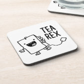 Tea Rex Tea Bag Funny Pun Cartoon Drankjes Onderzetter (Linkerzijde)