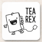 Tea Rex Tea Bag Funny Pun Cartoon Drankjes Onderzetter (Voorkant)