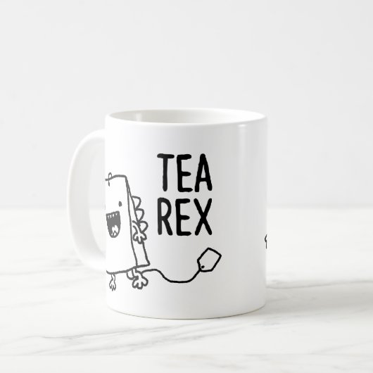 Tea Rex Tea Bag Funny Pun Cartoon Koffiemok (Voorkant links)