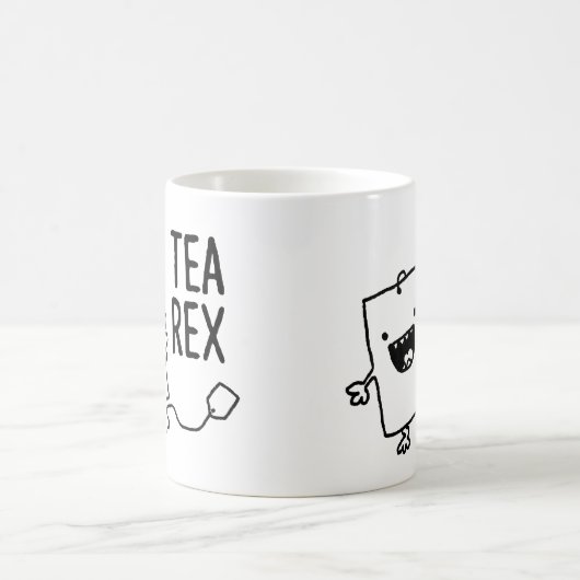 Tea Rex Tea Bag Funny Pun Cartoon Koffiemok (Center)