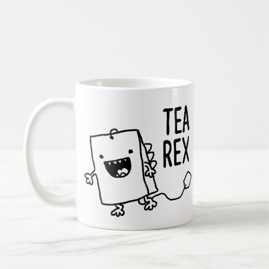 Tea Rex Tea Bag Funny Pun Cartoon Koffiemok (Links)