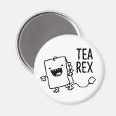 Tea Rex Tea Bag Funny Pun Cartoon Magneet (Voorkant / Achterkant)