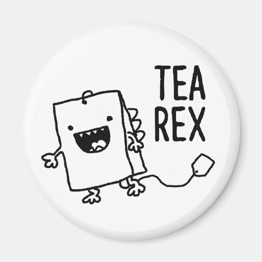 Tea Rex Tea Bag Funny Pun Cartoon Magneet (Voorkant)